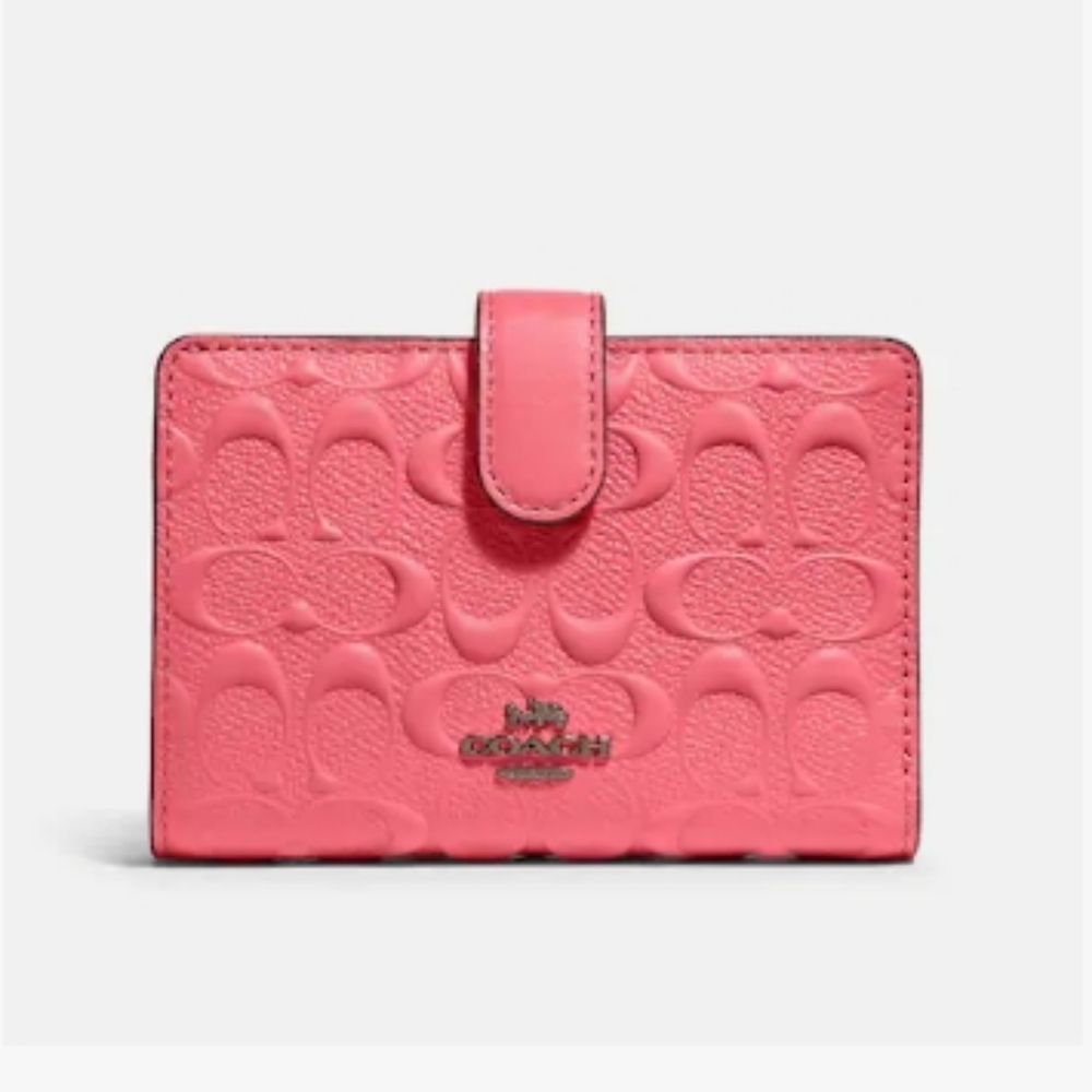 New Coach Medium Corner Zip Wallet Pink Lemonade